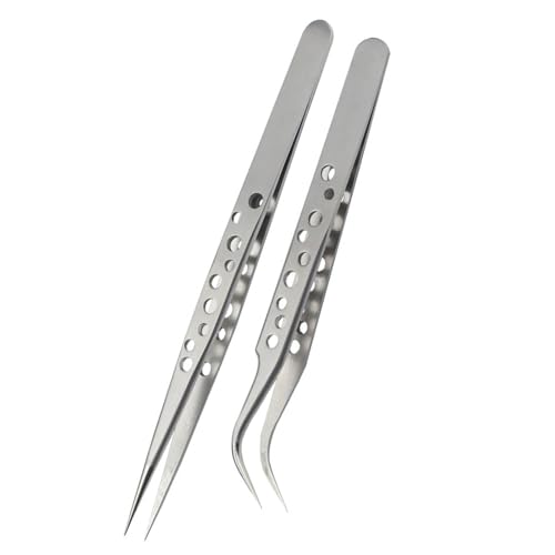 2pcs Funktionelle Edelstahl Gebogene Und Gerade Pinzetten Mit Komfortables Für Hobbyisten Und Tägliche Verwendung von DABAIXIONG