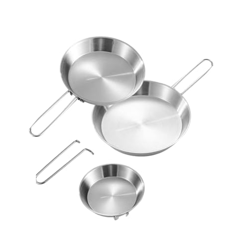 3pcs Tragbare Edelstähle Frittieren Pfannen Grill Pfannen Non Stick Pfannen Mit Abnehmbarem Praktisch Küchenkochgeschirr von DABAIXIONG