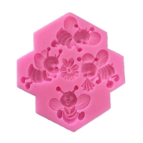 4 Löcher Bienenform Fondant Schimmelkuchen Dekoration Werkzeug Tooly Columy Mocy Form Silikonmaterial Backzubehör Zum Backen von DABAIXIONG