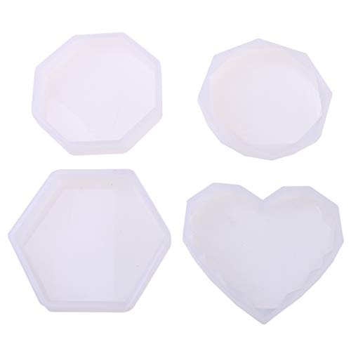 4 PCs/Set Kristall Epoxidform Tasse Pad Herz Rhombusform Formen Hohe Spiegel Handgefertigte Silikonform von DABAIXIONG