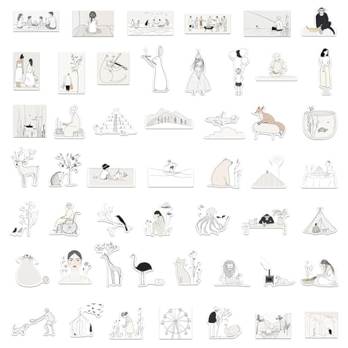 50COUNTS Art Illustrationen Aufkleber Wasserbeständiges Ästhetik Für Scrapbooking Notebook Wasserflasche Telefon Hülle Leitung Kunst Für Journal von DABAIXIONG