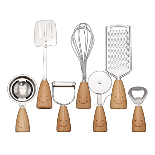 7 PCs Küchengeräte Set Holzgriff Flaschenöffner Eierbeater Schallspatel Edelstahl Küchenwerkzeug Utensil Set Set von DABAIXIONG