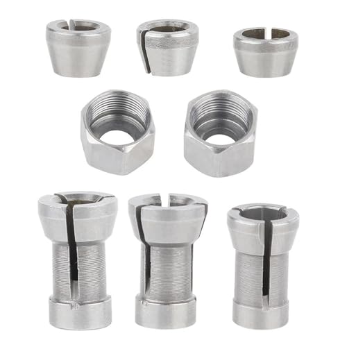 8pcs Kohlenstoffstahlrouter Collet Adapter Set Für Trimrouter Und Holzbearbeitungswerkzeug 6 Mm 6 35 Mm 8 Kompatibilität Kohlenstoffstahl Collet Adapter von DABAIXIONG