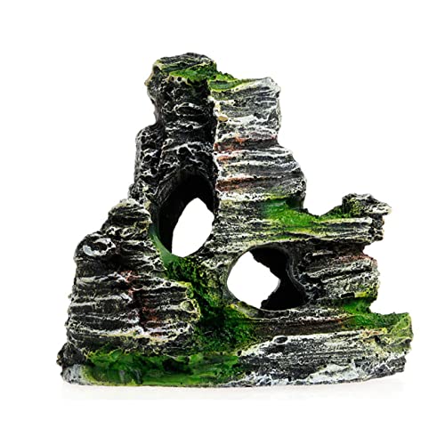 Aquariumdekoration Lebensechter Fisch Für Tank Mountain View Für Betta Schlaf Ruhe Versteckt Künstliche Harz Landschaft Ornament Harz Handwerk Luftstein Bubbler Dekorationen Schloss Mountain View von DABAIXIONG