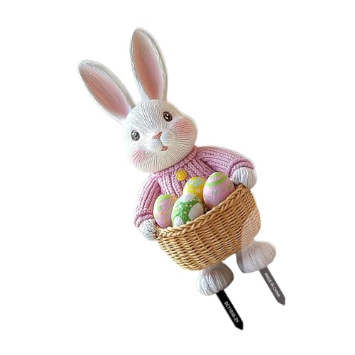DABAIXIONG Dekorative Gartenpfahl Kaninchen Mit Farbenfrohen Eier Rasen Einfügen Osters Hof Patios Dekoration Festival Garten Accessoire von DABAIXIONG