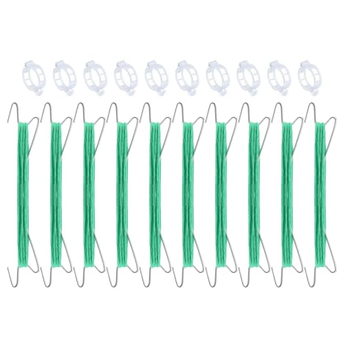 DABAIXIONG Outdoor Pflanzen Stützsysteme 10pcs Metallhaken Mit 10 Meter Seil Und Gartenclip Für Gemüsewachstum Wachstumshilfe Gartenhaken Für Die Rebeunterstützung von DABAIXIONG