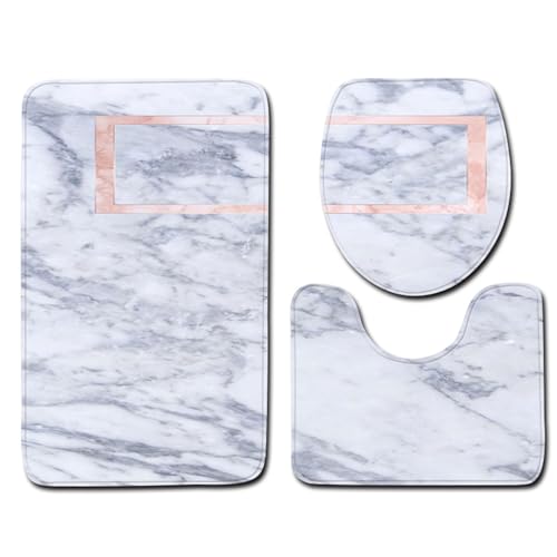 DABAIXIONG Weiche Und Plüsch 3PCs Badezimmermatten Set Polyesterfaser Toilettendeckel Bodenmatten Für Moderne Häuser Mit Sicherheitsmerkmalen von DABAIXIONG