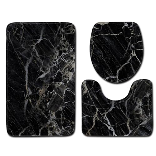 DABAIXIONG Weiche Und Plüsch 3PCs Badezimmermatten Set Polyesterfaser Toilettendeckel Bodenmatten Für Moderne Häuser Mit Sicherheitsmerkmalen von DABAIXIONG