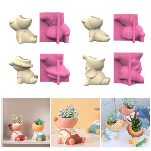 Epoxidharz Silikonform Sukkulente Vasen Formen Cartoon Tierform Blumentöpfe Form Für Handherstellung Vase Stifthalter von DABAIXIONG