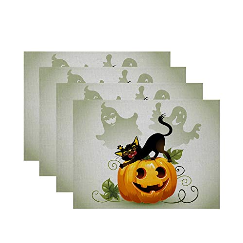 Happy Halloween Holiday Placemats Set 4 Für Katzenmatten Placemat Nicht Schlupf Resistente Waschmatten Einseitige Gedruckte Baumwoll Und Leinenmatten Für Küchen Esstisch 12 "x Happy Halloween Holiday Placemats Set 4 Für Katzenmatten Placemat Nicht Schlupf Resistente Waschmatten Einseitige Gedruckte Baumwoll Und Leinenmatten Für Küchen Esstisch 12 "x von DABAIXIONG