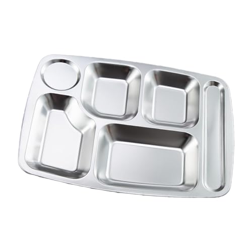 Multifirtional 304stineless Stahlschale Portion Control Plate Rechteckig Geteiltes Abendtablett Für Innen Und Außengebrauch von DABAIXIONG