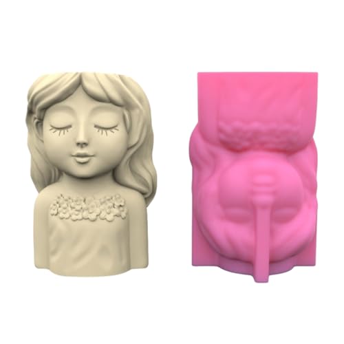 Nicht STICK Süße Mädchen Stifthalter Form Blumentopf Silikonform Ornament Werkzeug Gips Sukkulenten Schimmelpilze von DABAIXIONG