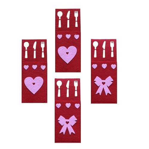 Pack Von 4 Valentinstag Besteckhalter Silberwaren Säcke Rechteckige Wohnung Organisatoren Esstisch Dekoration Pack Von 4 Valentinstag Besteckhalter Silberwaren Säcke Rechteckige Wohnung Organisatoren Esstisch Dekoration von DABAIXIONG