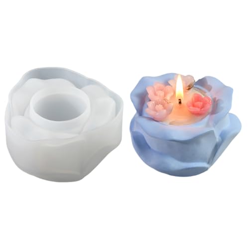 Rose Candlestick Harzformen 3D Blumenkerzenhalter Silikonform Diys Handwerk Tisch Ornament Pflaster Schimmel Home Decors von DABAIXIONG