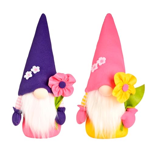 2 Stück Ostern Deko Wichtel Handgemachte Plüsch Osterhasen Zwerge Osterhasen Puppen Ostern Gnome für Frühling Ostern Dekoration Ostern Festliche Geschenk (Purple+Pink #5, One Size) von DABASHAN