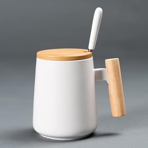 500 ml Vintage Holzgriff Keramik Kaffeetasse mit Deckel Porzellan Tee Milch Tasse Trinkgeschirr Geschenk von DABIN
