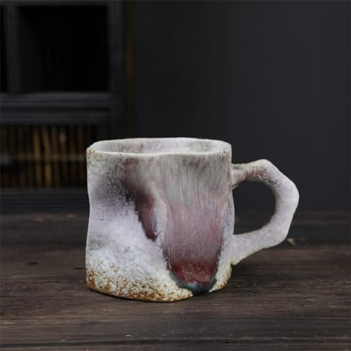 DABIN Unregelmäßige gedrehte Form Tasse Ofenwechsel Keramik Kaffee Teetasse mit Griff Polychromatische kreative Keramik Tassen Kaffeetassen Retro von DABIN