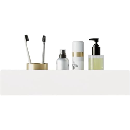 DABSTORY Duschablage Badregal Bohren Duschkorb Organizer für Dusche und Badezimmer Halterung Duschregal Edelstahl Klein Bad Duschhalterung Wandhängend Regal Matte Finish Weiß 80cm von DABSTORY