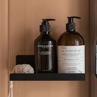 Selbstklebendes Regal Schwarz Matt Metall Duschcaddy Minimalist Badezimmer Montiert Mit Band Schraubenlos Kein Bohren Rostfrei Favio von DABSTORY