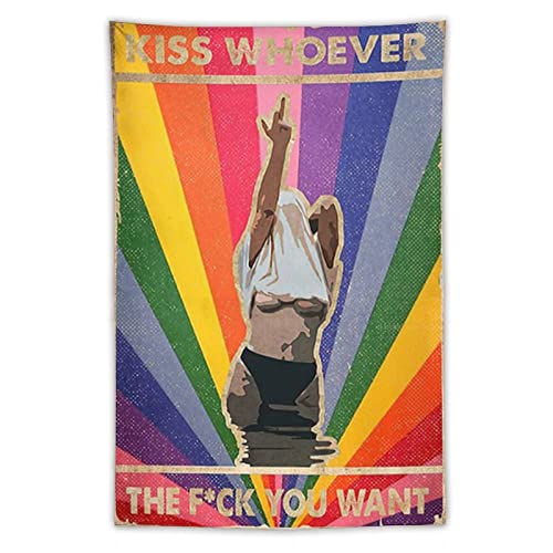 LGBT Regenbogen Pride Kiss Whoever You Want Poster Wandkunst Wandteppich Dekorativ Schlafzimmer Modern Home Print Bild Kunstwerke Wandteppiche 101,6 x 152,4 cm von DACHANG