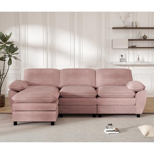 DACHETOU Kombi-Sofa Modulares Doppel-KissenLampen-Velvet-Kombi-Sofa mit abnehmbarem osmanischen Wohnzimmer 90x260cm (Rosa) von DACHETOU