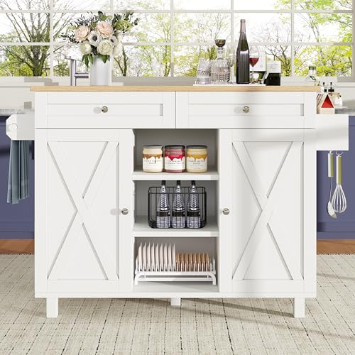 DACHETOU Moderne Kücheninsel mit Holzmaserung, Küchenschrank, Buffetschrank, Speisewagen, Multifunktionale Esstisch mit Speicherraum, Snackregalen, weiß DACHETOU Moderne Kücheninsel mit Holzmaserung, Küchenschrank, Buffetschrank, Speisewagen, Multifunktionale Esstisch mit Speicherraum, Snackregalen, weiß von DACHETOU