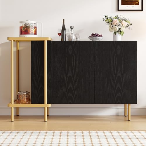 DACHETOU Moderner Sideboard-Schrank 120x40x77.5cm mit 2 Türen und 2 offenen Fächern,Couchtisch aus Metall/Glas,Schwarz DACHETOU Moderner Sideboard-Schrank 120x40x77.5cm mit 2 Türen und 2 offenen Fächern,Couchtisch aus Metall/Glas,Schwarz von DACHETOU