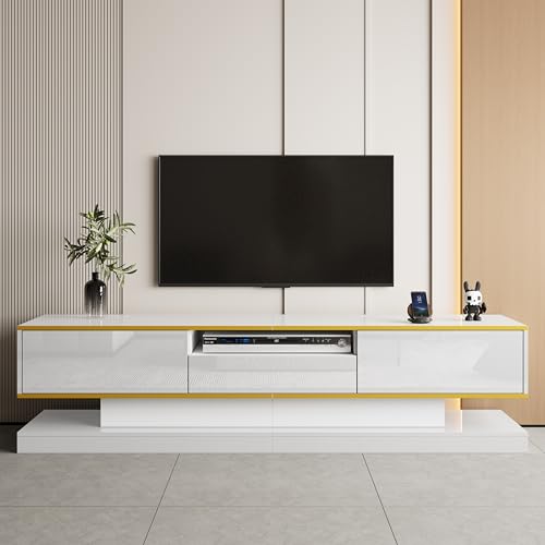 DACHETOU Moderner TV-Schrank mit DREI Schubladen und offenem Fach - Hochglanz, farbwechselnde LED-Leuchten, 180 * 38 * 45 cm DACHETOU Moderner TV-Schrank mit DREI Schubladen und offenem Fach - Hochglanz, farbwechselnde LED-Leuchten, 180 * 38 * 45 cm von DACHETOU