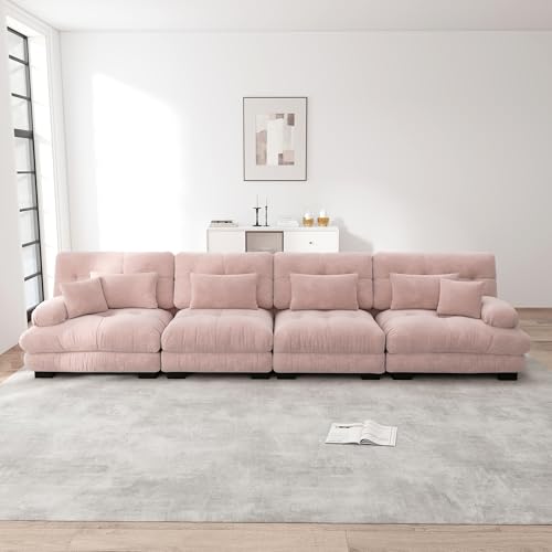 DACHETOU Modulares Ecksofa 4-Sitzer Tiefensitz Chenille Schlafsofa Komfortabel Gepolstert für Wohnzimmer, Apartment, Studio, Büro, Chenille Rosa DACHETOU Modulares Ecksofa 4-Sitzer Tiefensitz Chenille Schlafsofa Komfortabel Gepolstert für Wohnzimmer, Apartment, Studio, Büro, Chenille Rosa von DACHETOU