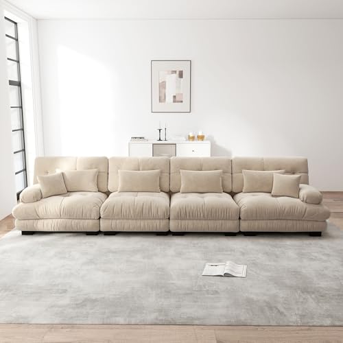 DACHETOU Modulares Ecksofa 4-Sitzer Tiefensitz Chenille Schlafsofa Komfortabel Gepolstert für Wohnzimmer Apartment Studio Büro Chenille Hellbraun DACHETOU Modulares Ecksofa 4-Sitzer Tiefensitz Chenille Schlafsofa Komfortabel Gepolstert für Wohnzimmer Apartment Studio Büro Chenille Hellbraun von DACHETOU