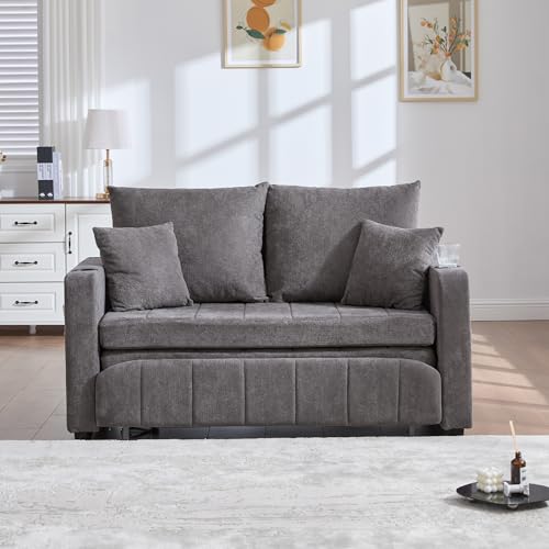 DACHETOU Multifunktionales Stoffsofa Klappbares Ausziehsofa Kleines Wohnzimmersofa mit Zwei Funktionen Abnehmbar und waschbar Aufbewahrungstasche Becherhalter Grau DACHETOU Multifunktionales Stoffsofa Klappbares Ausziehsofa Kleines Wohnzimmersofa mit Zwei Funktionen Abnehmbar und waschbar Aufbewahrungstasche Becherhalter Grau von DACHETOU