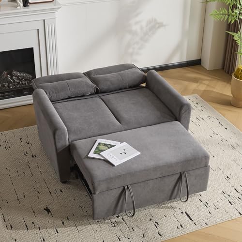 DACHETOU Schlafsofa 2-Sitzer Modernes Faltbares mit Schlaffunktion Ausziehfunktion Verstellbare Rückenlehne, inklusive große Rückenkissen Antikgrau von DACHETOU