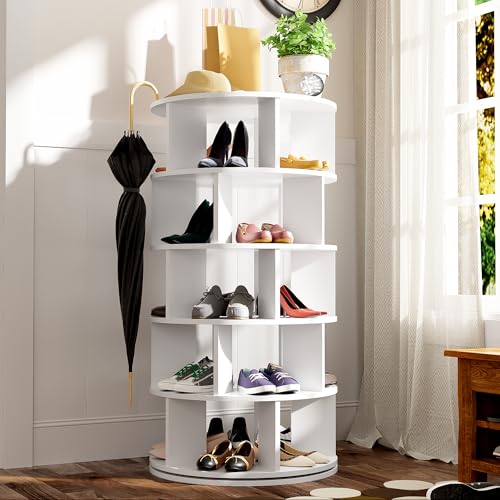 DACHETOU Schuhregal,Drehbarer Winkel,Weiß rund,5 Ebenen, Höhe 115cm Breite 60cm DACHETOU Schuhregal,Drehbarer Winkel,Weiß rund,5 Ebenen, Höhe 115cm Breite 60cm von DACHETOU