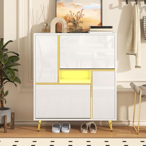 DACHETOU Schuhschrank 80x25x96cm, Moderner Weißer Schuhschrank mit Hochglanzfront DACHETOU Schuhschrank 80x25x96cm, Moderner Weißer Schuhschrank mit Hochglanzfront von DACHETOU