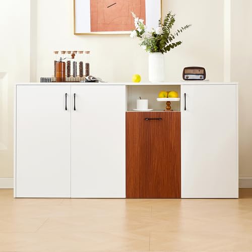 DACHETOU Sideboard Schrank 160×40×80cm freistehender Holzschrank Küche Zuhause Wohnzimmer weiß DACHETOU Sideboard Schrank 160×40×80cm freistehender Holzschrank Küche Zuhause Wohnzimmer weiß von DACHETOU