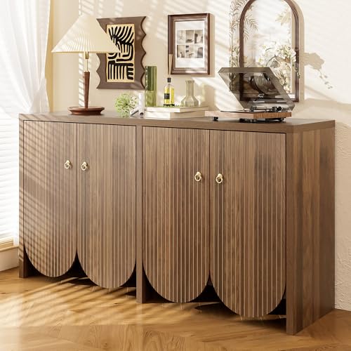 DACHETOU Sideboard in Walnussoptik 147×40×80cm Elegantes mit 4 Türen verstellbaren Einlegeböden & Alugriffen Vielseitiger Aufbewahrungsschrank für Wohnzimmer Esszimmer & Flur DACHETOU Sideboard in Walnussoptik 147×40×80cm Elegantes mit 4 Türen verstellbaren Einlegeböden & Alugriffen Vielseitiger Aufbewahrungsschrank für Wohnzimmer Esszimmer & Flur von DACHETOU