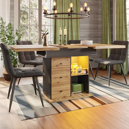 Esstisch 110-140×80cm klappbarer Küchentisch für 4-6 Personen, ausziehbarer, platzsparender, für Küche und Wohnzimmer Esstisch 110-140×80cm klappbarer Küchentisch für 4-6 Personen, ausziehbarer, platzsparender, für Küche und Wohnzimmer von DACHETOU