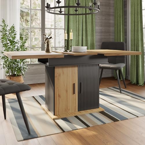 Esstisch Ausziehbarer 110-140×80cm,Teleskoptisch klappbarer Küchentisch für 4-6 Personen platzsparender,für Küche und Wohnzimmer Esstisch im Retro-Stil Esstisch Ausziehbarer 110-140×80cm,Teleskoptisch klappbarer Küchentisch für 4-6 Personen platzsparender,für Küche und Wohnzimmer Esstisch im Retro-Stil von DACHETOU