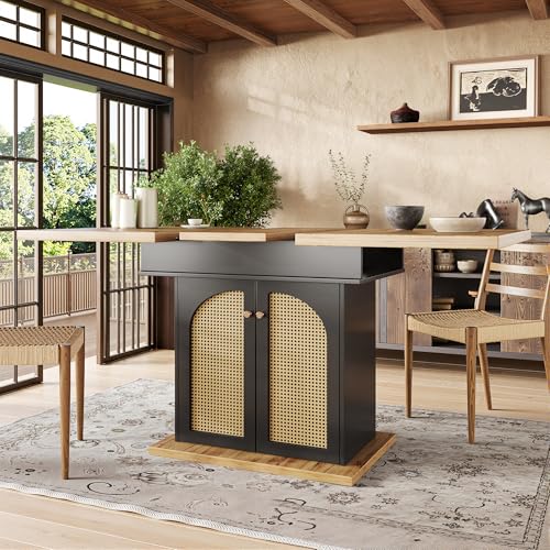 Esstisch Teleskoptisch 110-140×80cm klappbarer Küchentisch für 4-6 Personen, Ausziehbarer, platzsparender Küchentisch, für Küche und Wohnzimmer, Tisch mit PE Rattan-Schranktüren Esstisch Teleskoptisch 110-140×80cm klappbarer Küchentisch für 4-6 Personen, Ausziehbarer, platzsparender Küchentisch, für Küche und Wohnzimmer, Tisch mit PE Rattan-Schranktüren von DACHETOU
