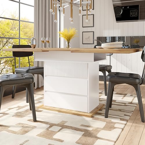 Esstisch Teleskoptisch 110-140×80cm klappbarer Küchentisch für 4-6 Personen Ausziehbarer platzsparender Küche und Wohnzimmer mit DREI Ablageebenen weiß Esstisch Teleskoptisch 110-140×80cm klappbarer Küchentisch für 4-6 Personen Ausziehbarer platzsparender Küche und Wohnzimmer mit DREI Ablageebenen weiß von DACHETOU