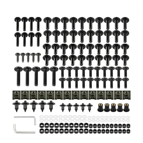 DACONGI Verkleidungsschraubensatz Für Ka&wasaki KDX200 KDX220R KDX50 KE100 KL250 Super Sherpa 250 KX250F Motorrad Verkleidung Schrauben Schraube Mutter Clip Kit(Black) von DACONGI