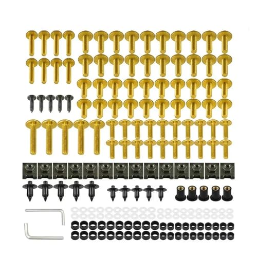 DACONGI Verkleidungsschraubensatz Für Ka&wasaki KDX200 KDX220R KDX50 KE100 KL250 Super Sherpa 250 KX250F Motorrad Verkleidung Schrauben Schraube Mutter Clip Kit(Gold) von DACONGI