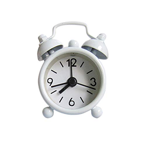 DACONGMING Analoger Mini Nostalgie Wecker, Nachttisch-Wecker mit lautem Alarm, Analoger Wecker,Geeignet für Kinder, Jugendliche (White, One Size) von DACONGMING