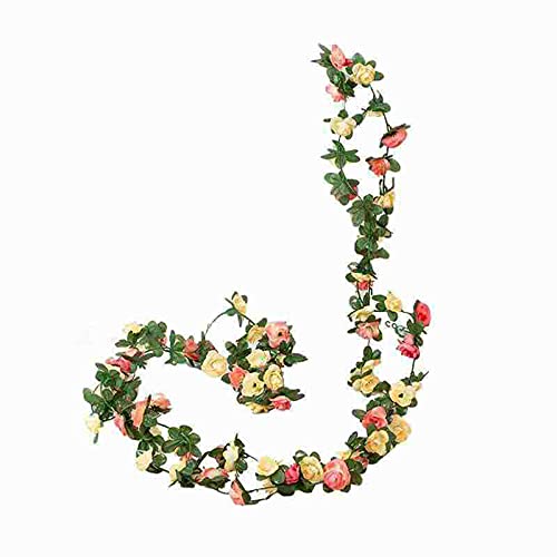 DACONGMING Deko für Wand hängende Rebe Rose Head 2.5M 45 Blumen DIY-künstliche Kunstblumen Küche Dekoration von DACONGMING