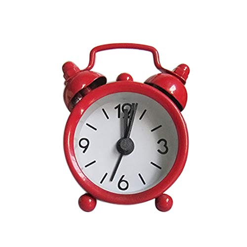 DACONGMING Wecker Digitaler wecker Wecker Analog Ohne Ticken Wecker Tragbarer Wecker Batteriebetrieben Kreative Uhr Niedlicher Kleiner Alarm Metallwecker Kleine elektronische Miniuhr (Rot) von DACONGMING