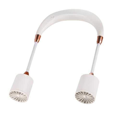 Nackenventilator mit 360° kühlendem Luftstrom, 360° Reise-Innenbereich, Leiser Sportventilator mit 5 Geschwindigkeiten, verstellbarer Handventilator, kleiner, blattloser USB-persönlicher (Weiß) von DACONGMING