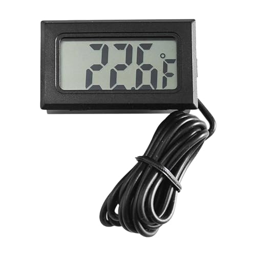 Thermometer Temperaturmessgerät Digital LCD Thermometer Aquarium Thermometer Temperature Monitoring with External Probe for Fridge Freezer Fridge Aquarium (Schwarz) von DACONGMING