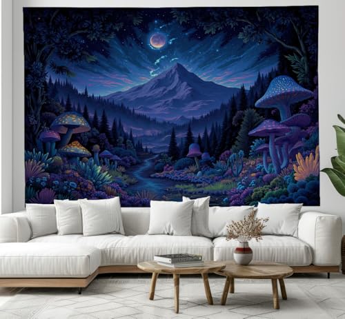 DACRWEKZ Nachthimmel Mond Sterne Dunkelblau Wandteppiche Verträumt und psychedelisch Wandteppich – Wohndeko für Wohn- und Schlafzimmer –150x200cm DACRWEKZ Nachthimmel Mond Sterne Dunkelblau Wandteppiche Verträumt und psychedelisch Wandteppich – Wohndeko für Wohn- und Schlafzimmer –150x200cm von DACRWEKZ