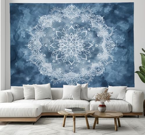 DACRWEKZ Schneeflocken in Blumenform Eisblau Wandteppiche Mandala Wandteppich – Wohndeko für Wohn- und Schlafzimmer –130x150cm DACRWEKZ Schneeflocken in Blumenform Eisblau Wandteppiche Mandala Wandteppich – Wohndeko für Wohn- und Schlafzimmer –130x150cm von DACRWEKZ