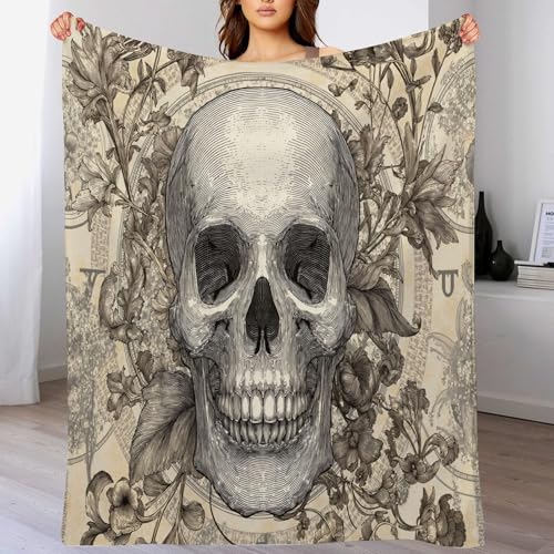 Decke mit Wolf-Motiv - 3D Flanell Kuscheldecke - Flauschig und Warm Sofa- und BettdeckeRetro-Gothic Totenkopf und Blumen Decke mit Wolf-Motiv - 3D Flanell Kuscheldecke - Flauschig und Warm Sofa- und BettdeckeRetro-Gothic Totenkopf und Blumen von DACRWEKZ